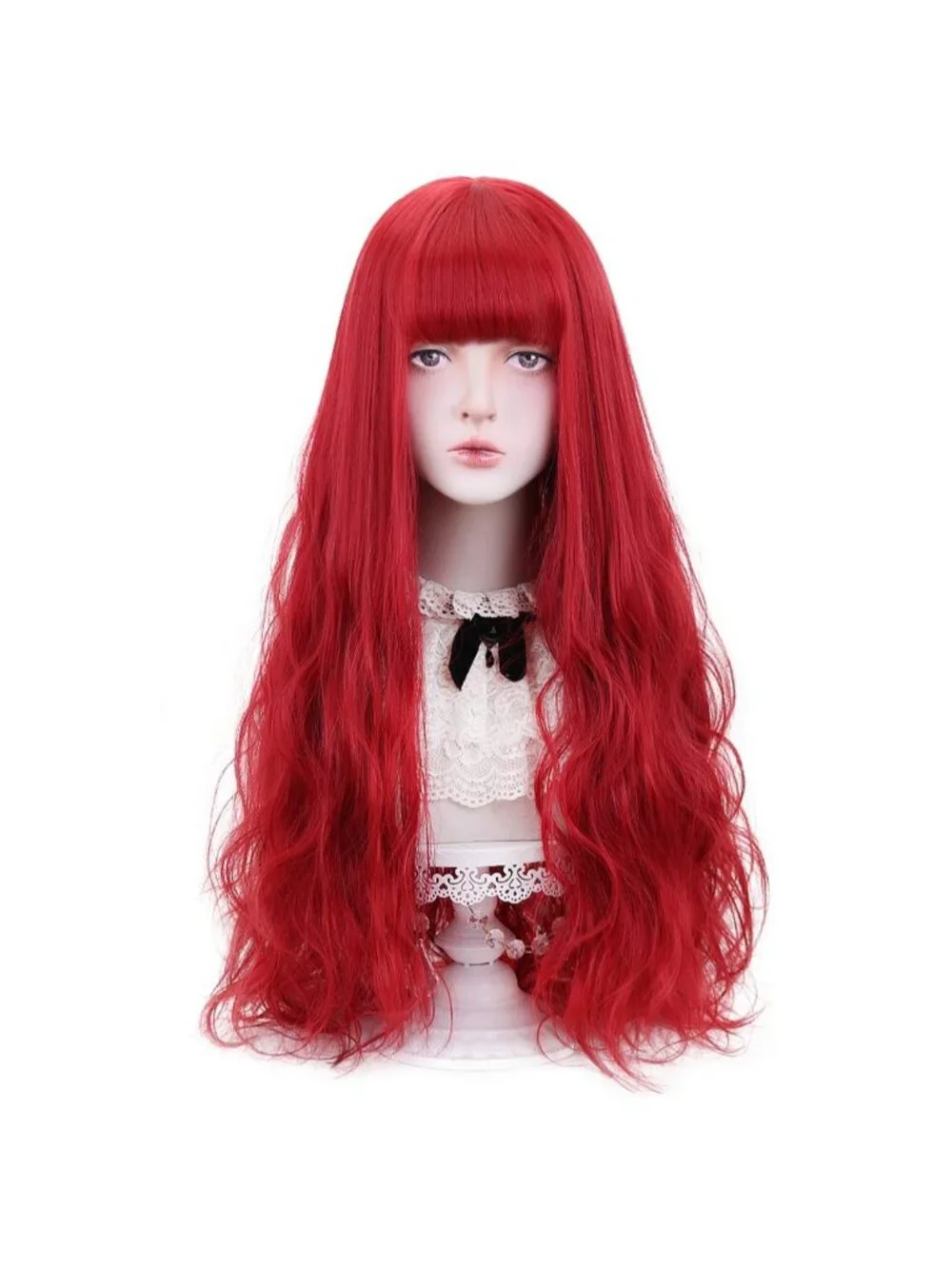 Women's Red Natural Long Wavy Cosplay Heat Resistant Synthetic Fiber Wigs